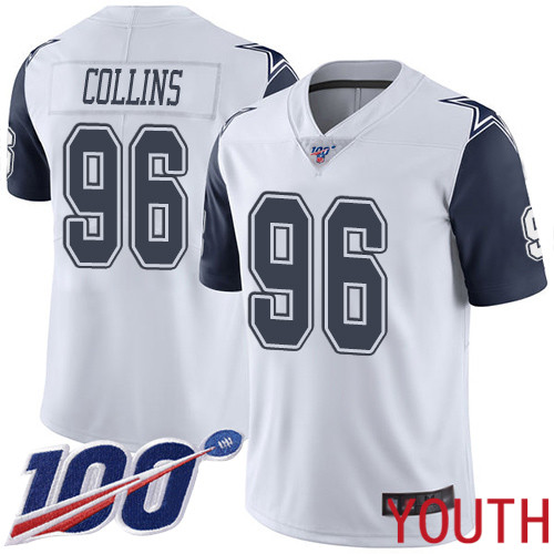 Youth Dallas Cowboys Limited White Maliek Collins #96 100th Season Rush Vapor Untouchable NFL Jersey
